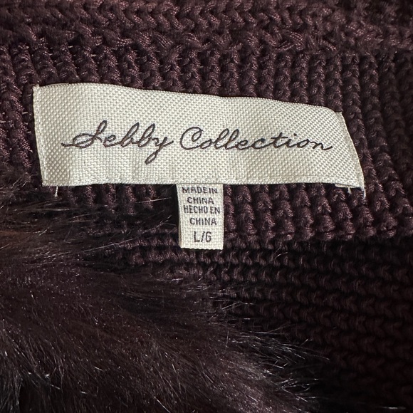 Womens Sebby Collection black & burgundy Faux Fur‎ Open Front Vest Size Large - Picture 7 of 8